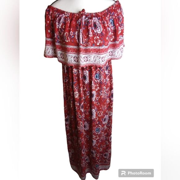 Summer Strapless L Maxi Dress Long Beach Boho Floral Off Shoulders - Picture 2 of 9